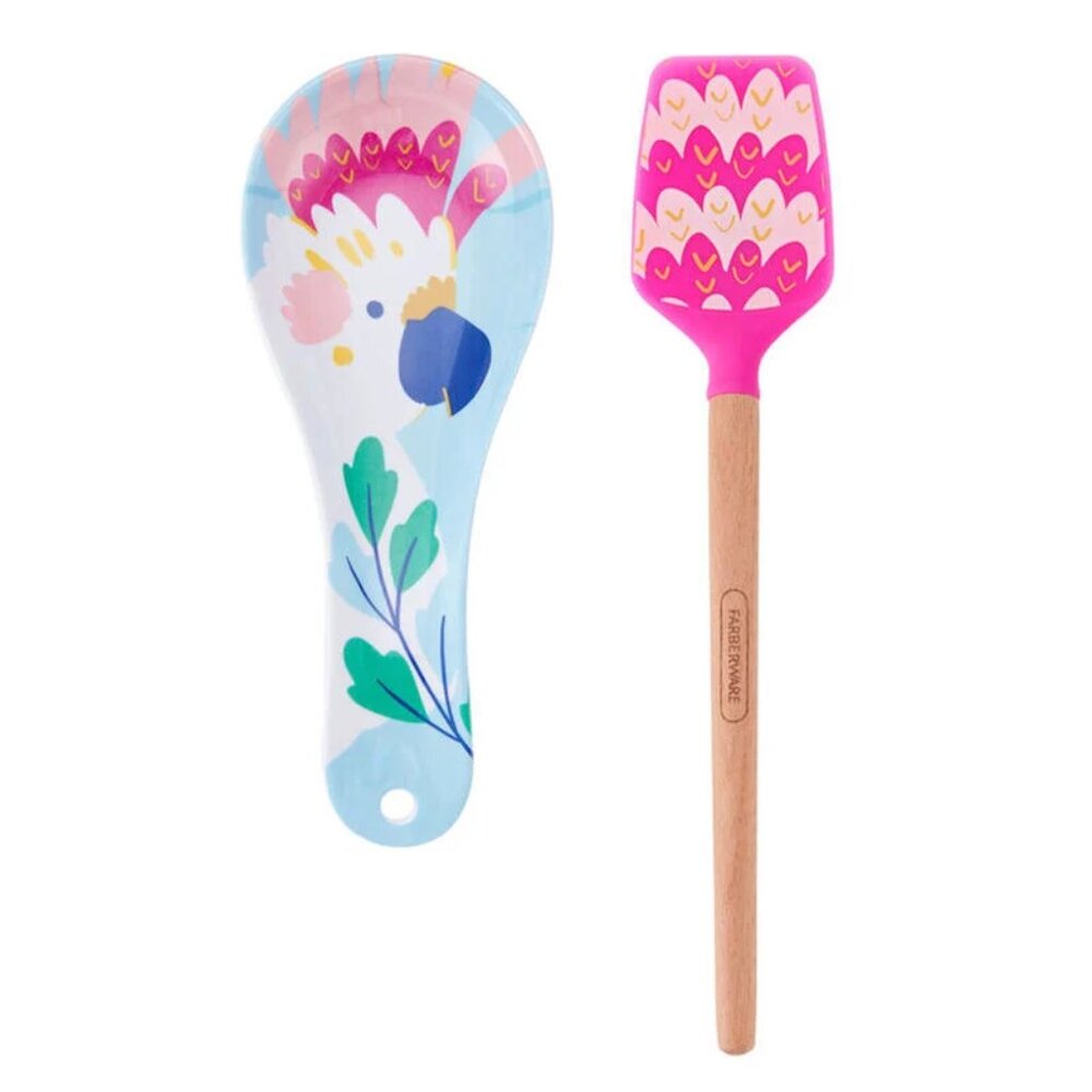 Farberware Spoonrest and Hot Pink Spatula Set New in Package